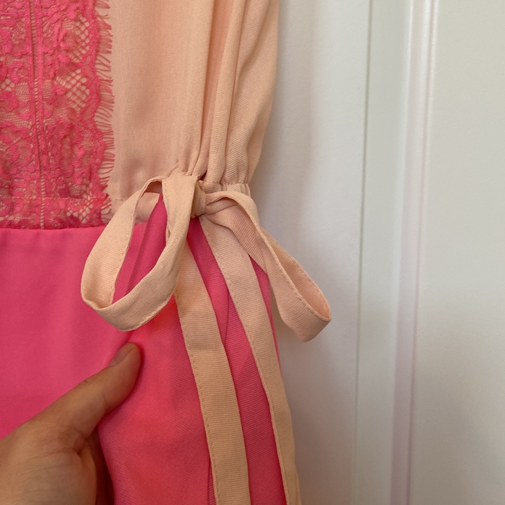 Beautiful pink and cream drop waist dress in size L - Picture 5 of 8